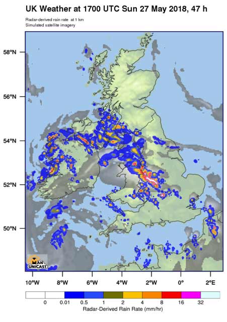 UK weather at 1700 UTC Sun 27 May 2018