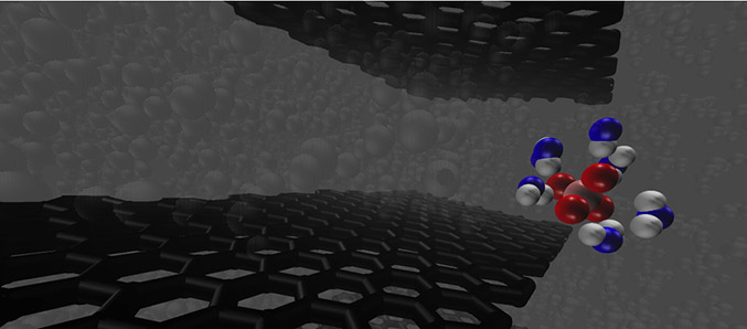 Hydrated pertechnetate anion entering a graphene channel